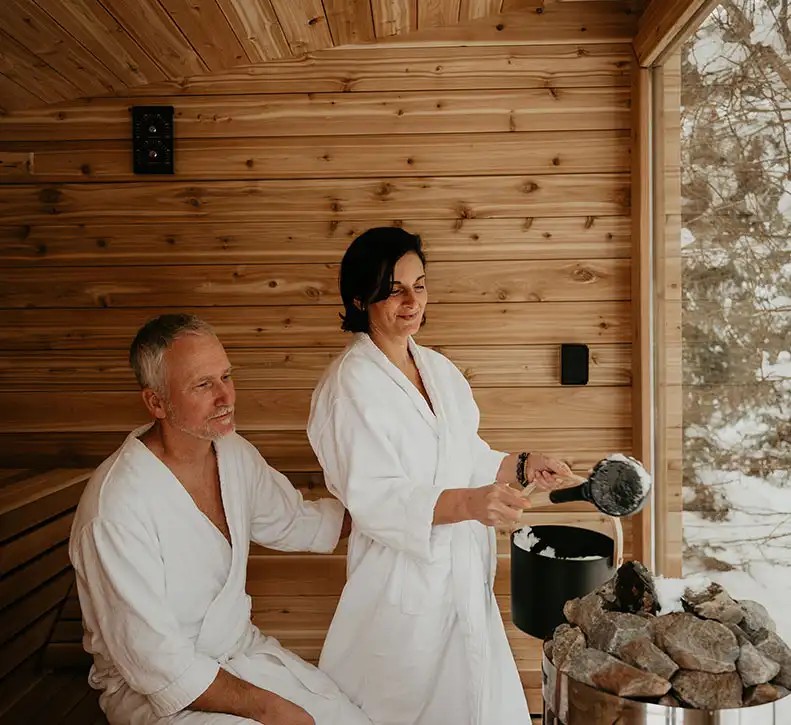 Couple Inside Sauna-winter