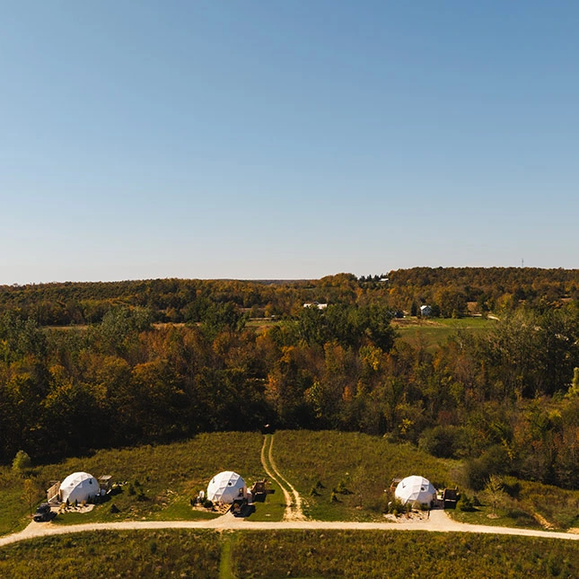 Meadow Domes Aerial In Fall