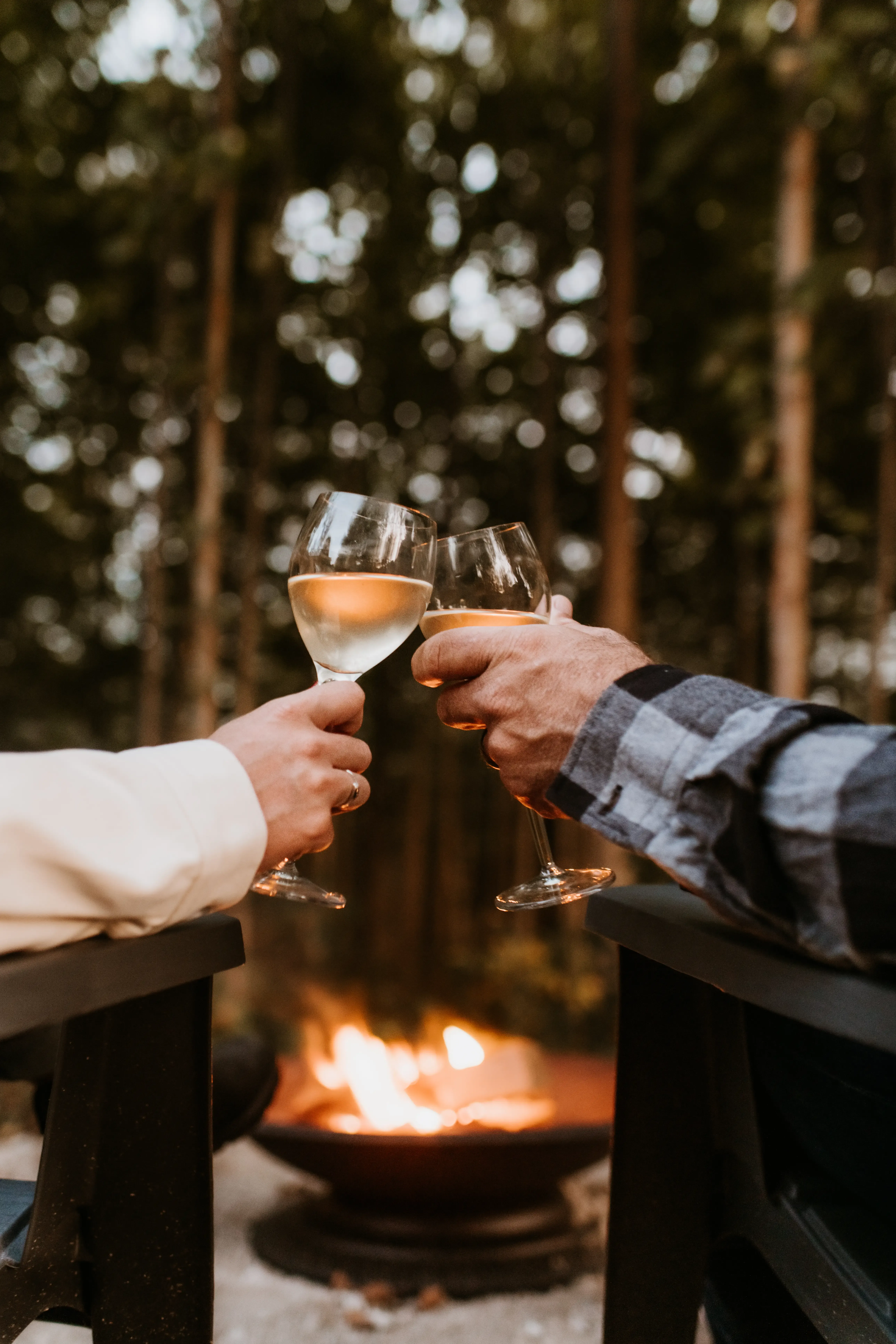 Couple Enjoying Wine By The Fire