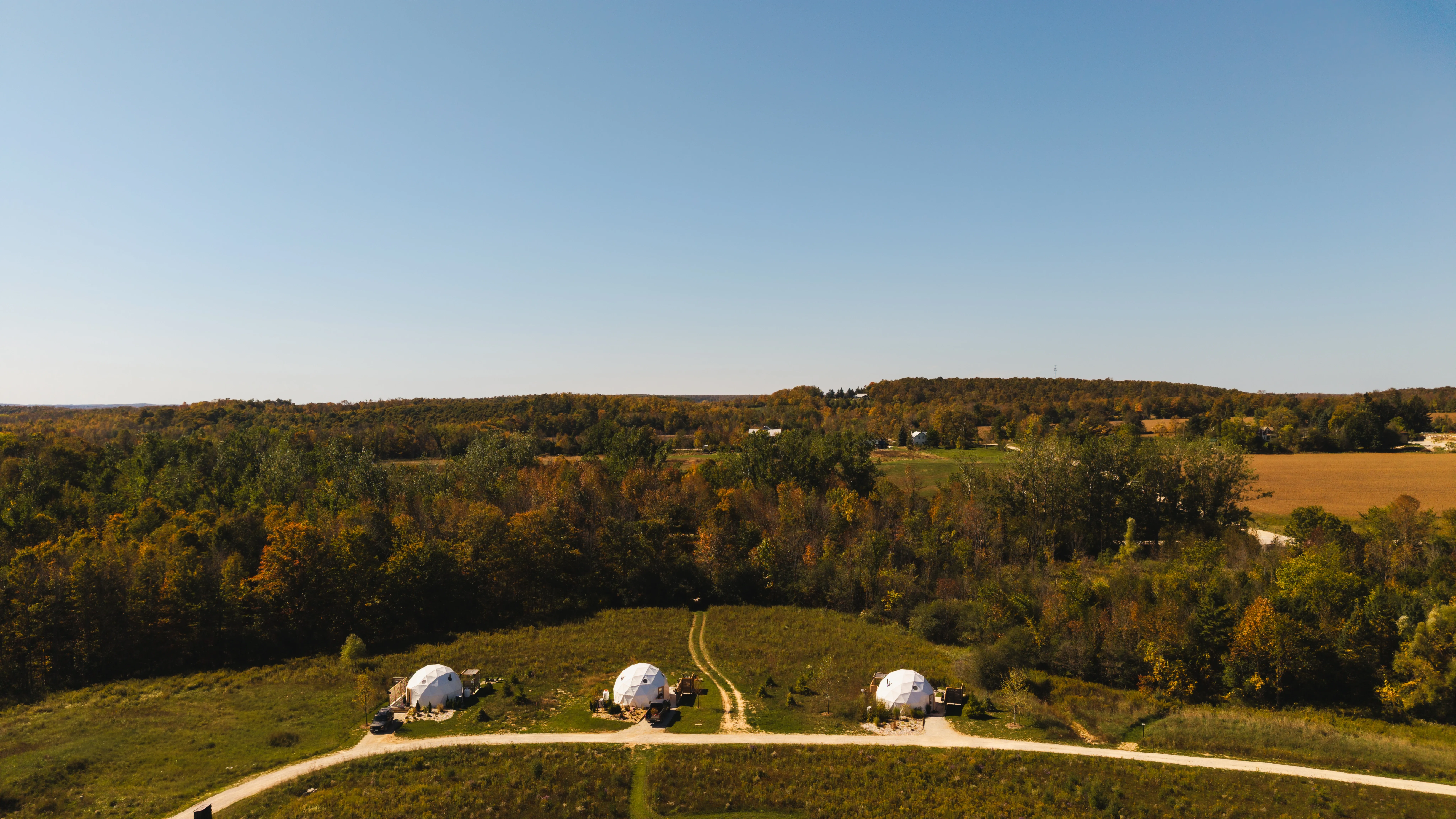 Meadow Domes Aerial In Fall