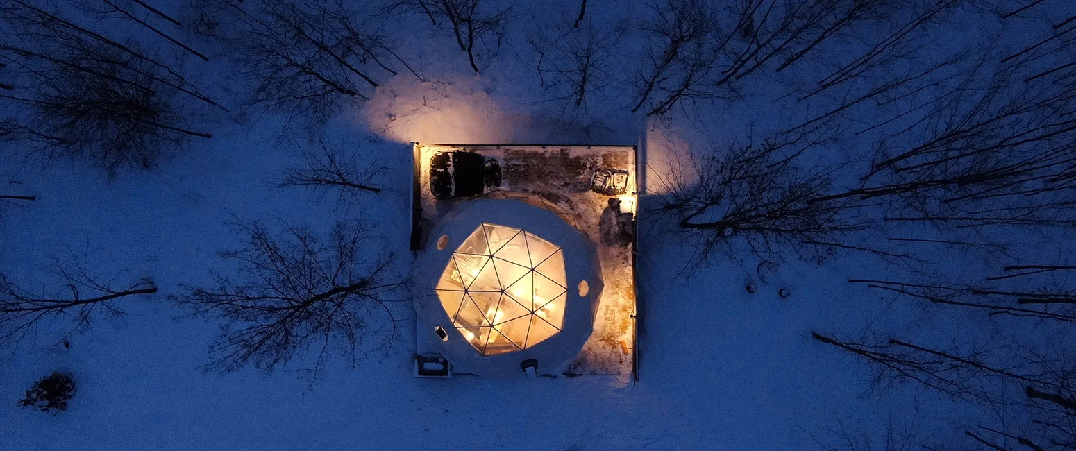 Forest Domes Aerial At Night
